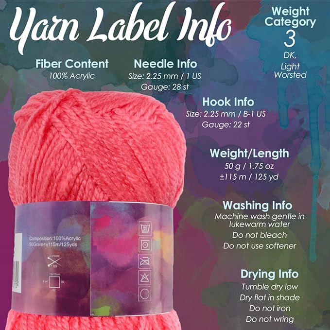JubileeYarn Amigurumi Select Yarn - DK Acrylic - Shades of Orange - 4 Skeins