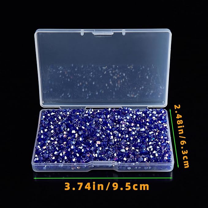 laopottbeads 1200pcs 3mm bicone crystal glass beads for jewelry making, sparkling mini beads for suncatchers, diy bracelets & craft projects (ab blue)