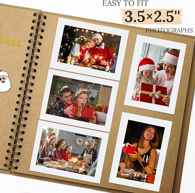 Scrapbook 8x8 Inch DIY Scrapbook Album Hardcover Kraft Paper Scrap Book Photo Albums 40 Pages Perfect for 4x6 / 5x7 Photos Memory Book for Family, Wedding