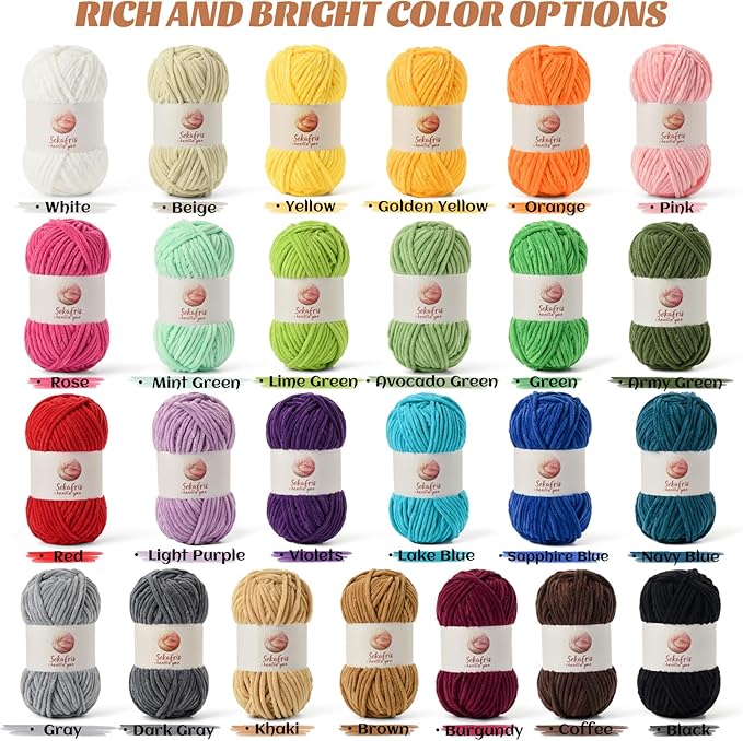 4 Pack Chunky Chenille Yarn for Crocheting, Baby Yarn for Crocheting Soft Blanket, 349.9 yds /14.1 oz Crochet Yarn, Bulky 5 Amigurumi Yarns, Fluffy Velvet Yarns for Knitting Crafts (4 Orange)