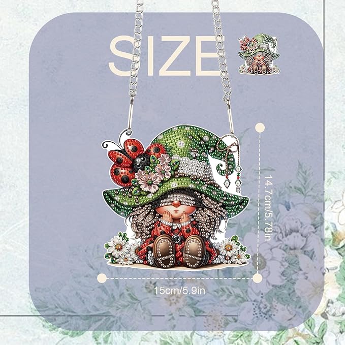 TDFERAN Diamond Painting Pendant Dwarf DIY Diamonds Art Ornament Kits Window Pendant, Diamant Painting Hanging, Suncatcher, Diamant Art Hanging for Wall Home Decor