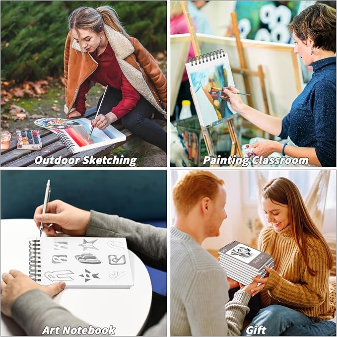 4 Pcs Sketch Books Bulk 11 x 14 In 160 Sheets Top Spiral Bound Sketch Pad Drawing Paper 40 Sheets Each Acid Free Mixed Media Sketchbook 68lb/100gsm Art Supplies for Beginner Artist