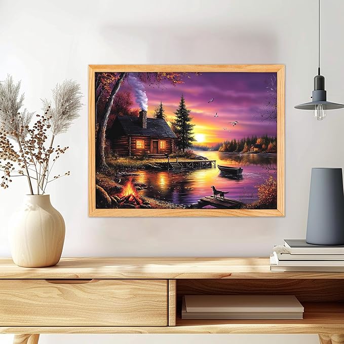 MAXBYE Lake House Paint By Numbers Kits for Adults Beginner, Autumn Landscape Adult Paint By Number On Canvas, Easy Oil Painting Kits for Home Wall Decor Gift 16x20 Inch