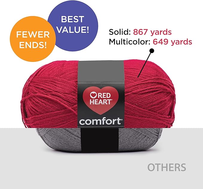 Red Heart Comfort White/Black Yarn - 1 Pack of 12oz/454g - Acrylic - 4 Medium (Worsted) - 867 Yards - Knitting/Crochet
