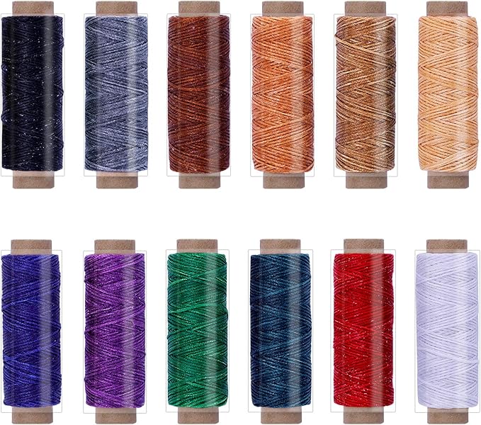 BUTUZE 660 Yards Leather Sewing Waxed Thread - 150D 55Yards Per Spool Stitching Thread for Craft DIY, Bookbinding, Shoe Repairing, Leather Sewing