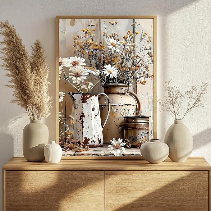 Flowers Paint by Numbers Kit for Adults, Daisy Paint by Numbers Kit for Adults Beginners, DIY Acrylic Painting on Canvas for Home Wall Art Decor(16x20Inch