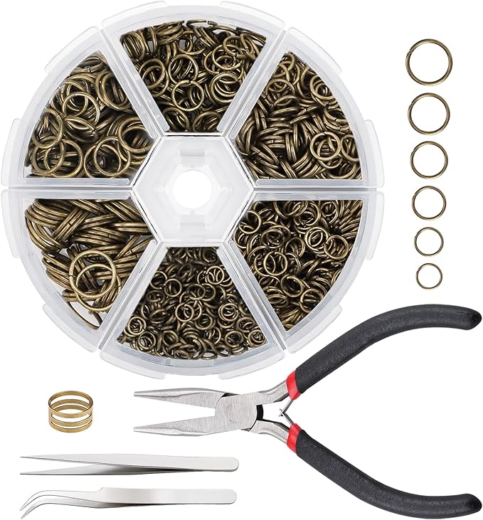Gartful Open Jump Rings for Jewelry, 4-10mm Bronze Jump Ring with Jewelry Pliers & Tweezers & Opener Ring Jewelry Making Supplies for Clasps Repair & DIY Crafts