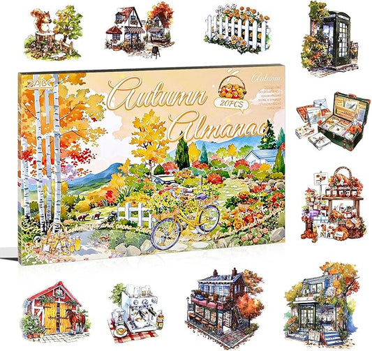 Large Transparent PET Autumn Landscape Sticker Book for Journaling, 20 Sheets Pre-Cut Scenery Stickers for Scrapbooking Supplies, Collage Decorative, 9.25 x 6.58 inches
