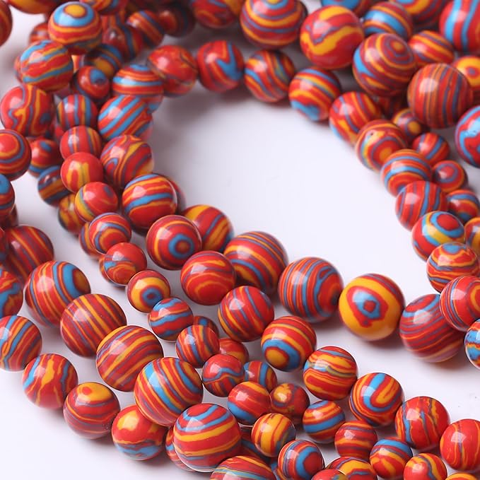 Red Yellow Blue Peacock Turquoise Stone Beads for Jewelry Making Gemstone Round Crystal Bracelet Necklace 1 Strand 15.5inch 4MM