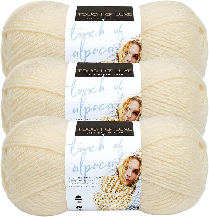 (3 Pack) Lion Brand Yarn Touch of Alpaca Yarn, Cream