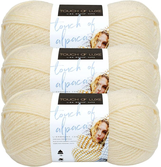 (3 Pack) Lion Brand Yarn Touch of Alpaca Yarn, Cream