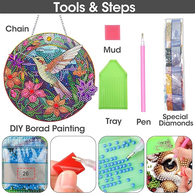 SKRYUIE Bird Hanging Diamond Art Kits for Adults Pendant Suncatcher, Special Shaped Crystal DIY Pearl Diamond Painting Kit, Gift for Mother Spring Summer Window Wreath Decor 7.28 x 7.48 Inch A13