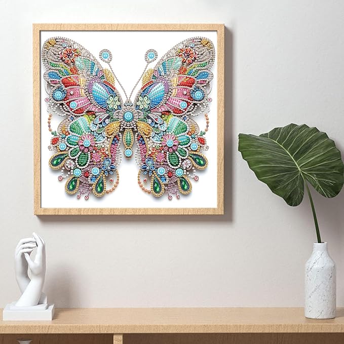 LazyFold Diamond Art Painting Kits for Adults, DIY Butterfly 5D Special Shape Diamond Art Kits, Crystal Rhinestones Diamond Gem Art Painting for Home Wall Decoration 12×12inch
