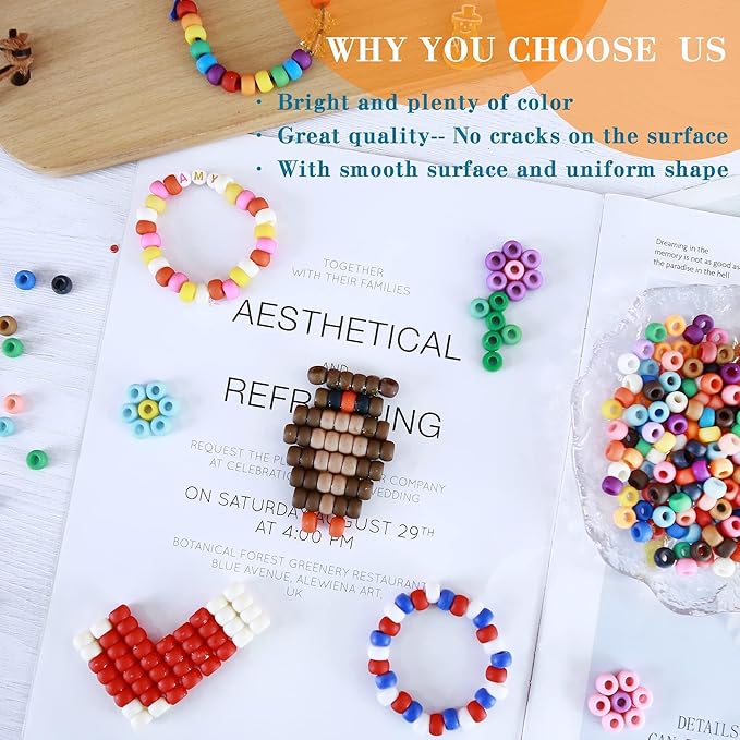 megoogo 1000 pcs pony beads frosted mixed color plastic beads for craft bracelet making matte bracelets supplies for braids diy key chain