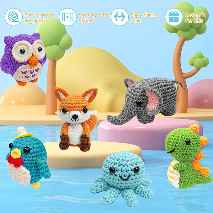 Datunsu 6PCS Crochet Kit for Beginners (Forest)