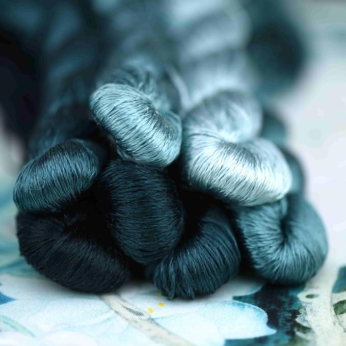 Natural 100% Silk Thread, Handmade Embroidery Thread Silk Floss 7 Colors 110m Each (49)
