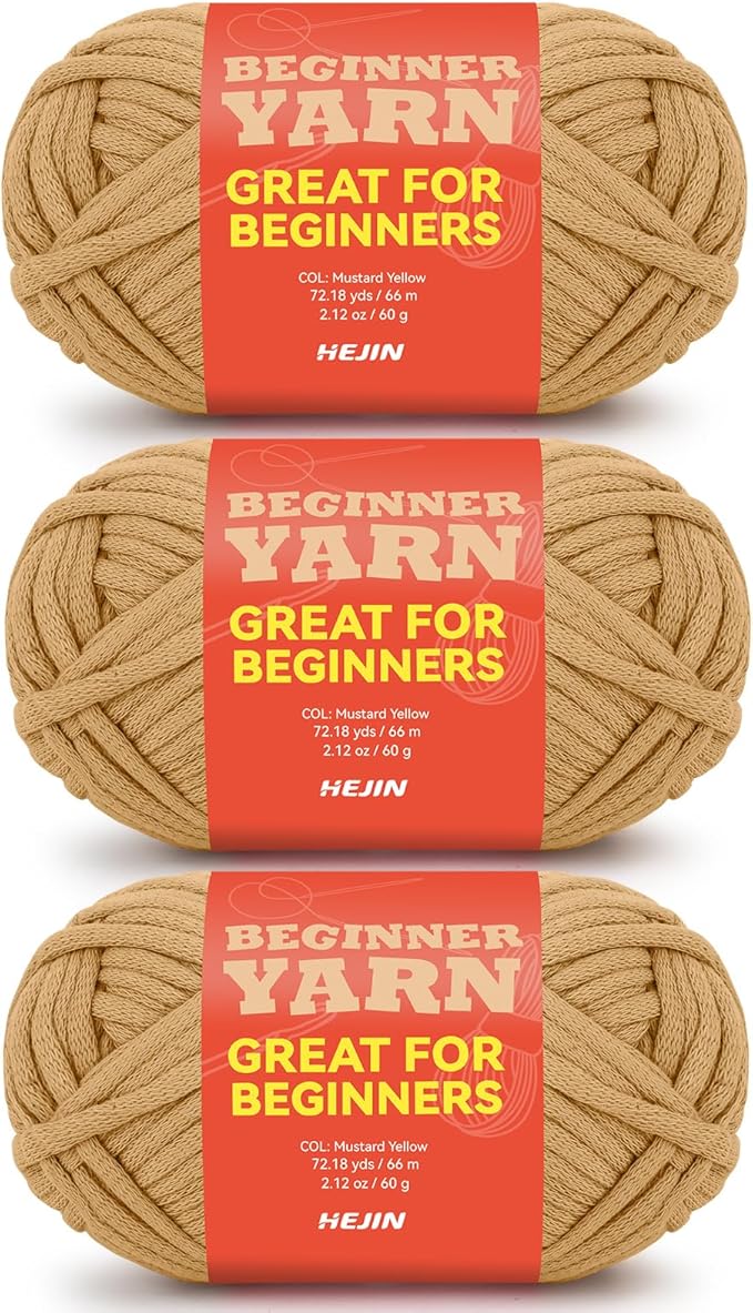 3x60g Cinnamon Apricot Yarn for Crocheting and Knitting;3x66m (72yds) Cotton Yarn for Beginners with Easy-to-See Stitches;Worsted-Weight Medium #4;Cotton-Nylon Blend Yarn for Beginners Crochet Kit