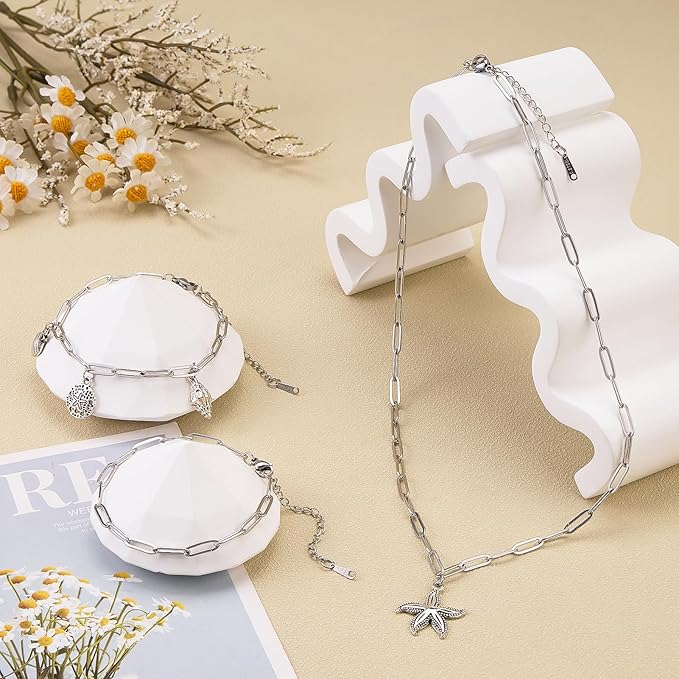 SMYHTGLIF 20 Pack Stainless Steel Bulk Necklace Bracelet Chain for Jewelry Making 4mm Paperclip Necklace Bracelet Chains for Women