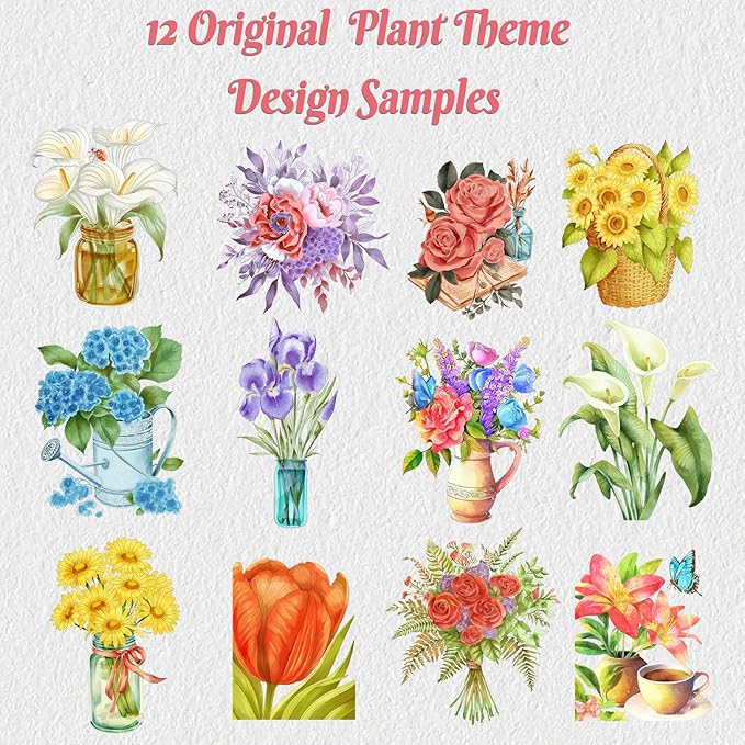 Adults Water Coloring Book: 12 Advanced Exquisite Patterns – 100% Cotton 300gsm Paper, A4 Size – for Beginners & Professionals to Enhance & Consolidate Watercolor Techniques (Plant)