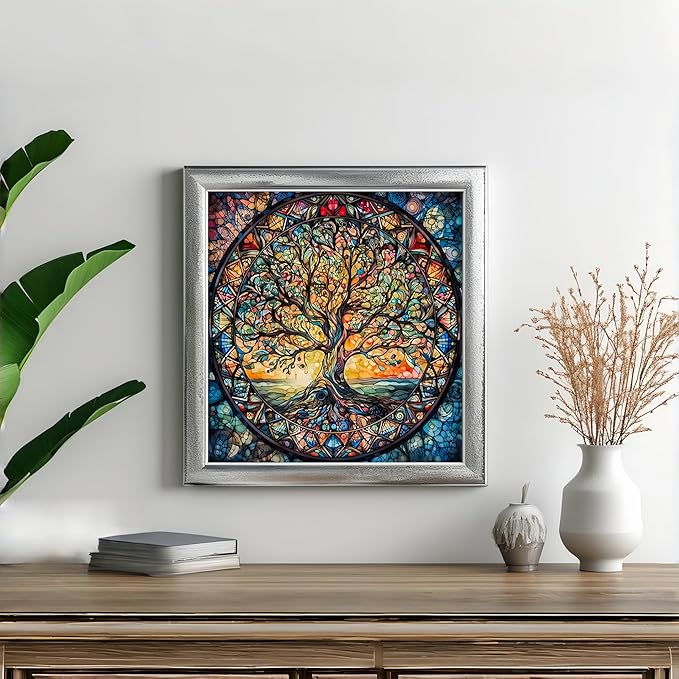 Diamond Art Kits for Adults Tree of Life, DIY 5D Diamond Painting Kit for Beginners, Full Round Drill Gem Art Dots for Adults, Diamond Dots Paintings Crafts Home Wall Decor 14X14 Inch