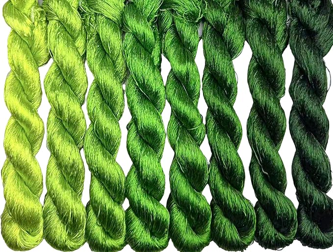 100% Nature Mulberry Handmade Embroidery Silk Thread Woven Jewelry Accessory Artificial Flowers Cross Stitch Floss DIY Sewing Kits 8 Gradient Colors 22m Each (1)