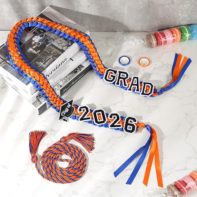YLOLUL 16 Pcs Graduation Leis 2026 Graduation Candy Lei Kit with Honor Cord Class of 2026 Graduation Ribbon Money Lays Necklace Graduation Gift Party Accessories for Women Men