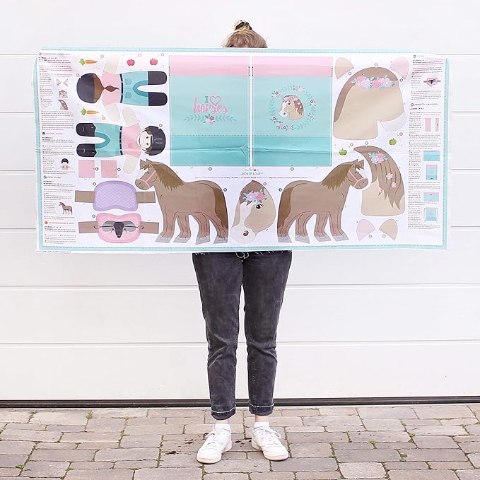 kullaloo Horse-Themed Fabric Panel Sewing Kit ✦ Cut & Sew DIY Project for Kids & Beginners ✦ Includes 8 Projects – Great for Girls, Boys, and Family Craft Time (Horse Love)