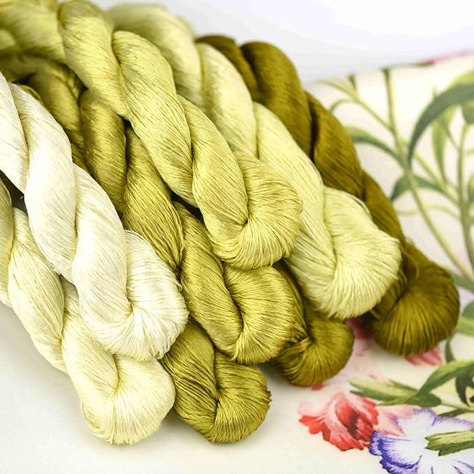 Natural 100% Silk Thread, Handmade Embroidery Thread Silk Floss 8 Colors 110m Each (72)