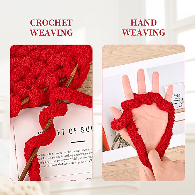 8 Packs Jumbo Chenille for Crocheting Knitting, Handcrafts & Blanket Yarn, Thick Velvet Plush Soft Yarn for Weaving Blankets