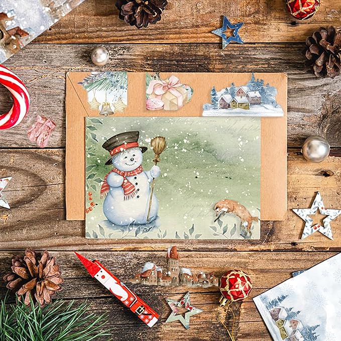 Christmas Pattern Scrapbook Paper, 6 Inch Card Production Supplies, 24 Sheets Single Sided Acid-Free Cardstock Greeting Card, Handmade Gift Journaling Craft Kits (F-style)