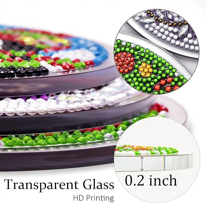 Eiflow Glass Diamond Art Hanging Kit for Adults Full Drill, DIY Christmas Diamonds Painting Window Hanging Board Kit, Stained Glass Crystal Diamond Art Painting Pendant Ornament