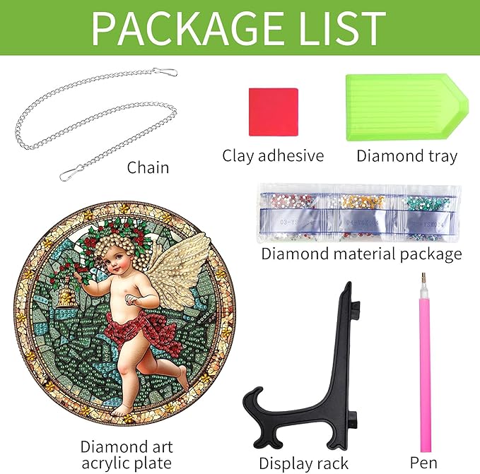 Wergund 5D DIY Angel Diamond Art Hanging Kits, Diamond Art, Acrylic Special Shaped Rhinestone, Window Hanging Pendants for Home Wall Garden Front Door Outdoor Decor Gift