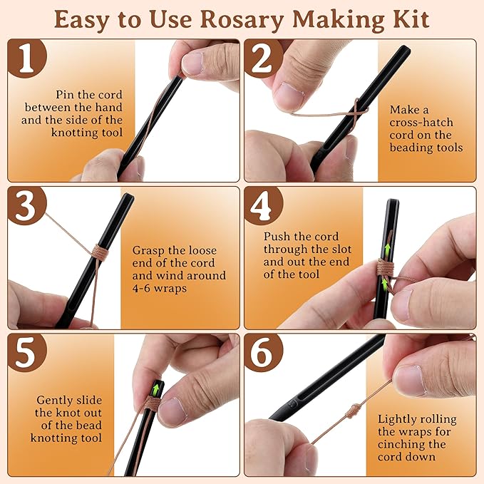 2 Pack Rosary Cord Knotting Tool, #7#9 and #36 Dual Head Twine Knotting Tool, Rosary Making Supplies, Beads Tying Kit, Beading Cord Kit for Jewelry, Fishing Hook, Bracelet(Black)