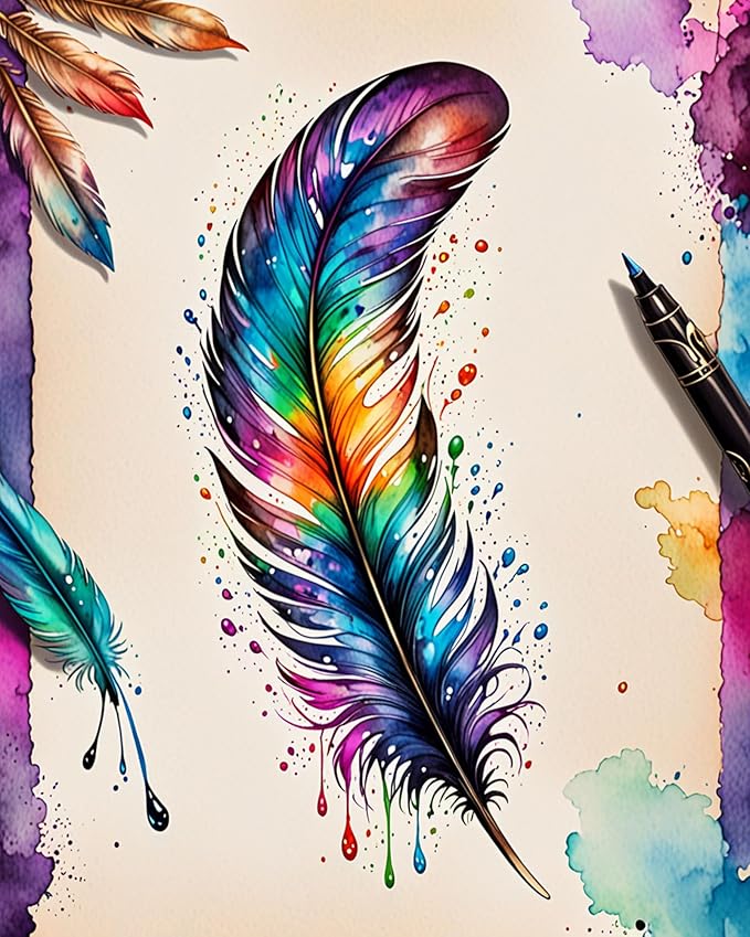 ldazao Paint by Numbers Kit for Adults Feather Adult Paint by Number Kits Canvas Painting Kit for Beginner Adults' Paint-by-Number Kits Oil Painting Kits for Gift Home Wall Decor 16x20 Inch