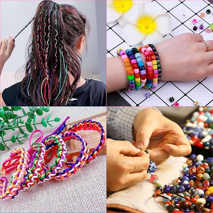 Stretchy String for Bracelets, Necklaces, Bead Stringing, Jewelry Making, Hair Braiding, and Crafts. Diameter: 1mm, Length: 82 Feet, Rainbow