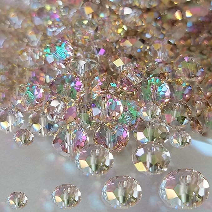 laopottbeads 800pcs 4/6/8/10mm crystal glass beads for jewelry making beads for bracelets necklace pendants making supplies(silver champagne)