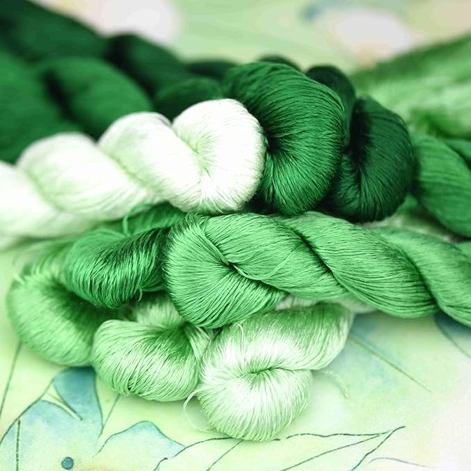 Natural 100% Silk Thread, Handmade Embroidery Thread Silk Floss 8 Colors 110m Each (71)