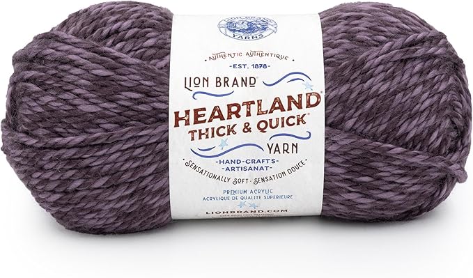 Lion Brand Yarn, Bulky Heathered Heartland Thick & Quick Yarn for Knitting and Crochet, Pelham Bay, 1 Pack