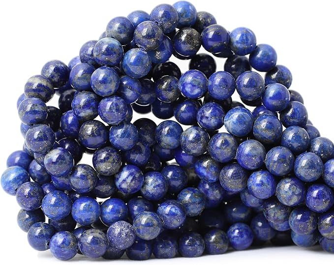 cheavian 45pcs 8mm natural lapis lazuli gemstone round loose beads for jewelry making diy findings 1 strand 15"