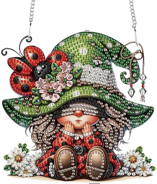 TDFERAN Diamond Painting Pendant Dwarf DIY Diamonds Art Ornament Kits Window Pendant, Diamant Painting Hanging, Suncatcher, Diamant Art Hanging for Wall Home Decor
