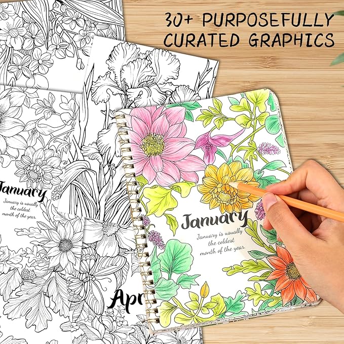 Women's Coloring Book 30 Pages Plant Pattern Coloring Books for Adults to Relax and Relieve Anxiety, Gift for Mother's Day, Birthdays, Christmas, Anniversaries