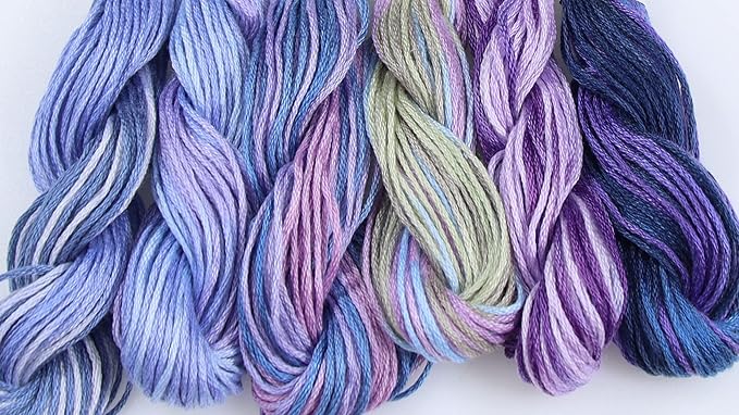 KCS Big skeins of 25 Meters Size 25 Color Variegated Cross Stitch Stranded Threads,6 skeins,20