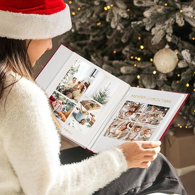 Vienrose Photo Album Self Adhesive 4x6 5x7 3x5 8x10 10x12 Scrapbook Album DIY Scrap Book with A Metallic Pen (13"x12.6" 60 Pages, Grey)