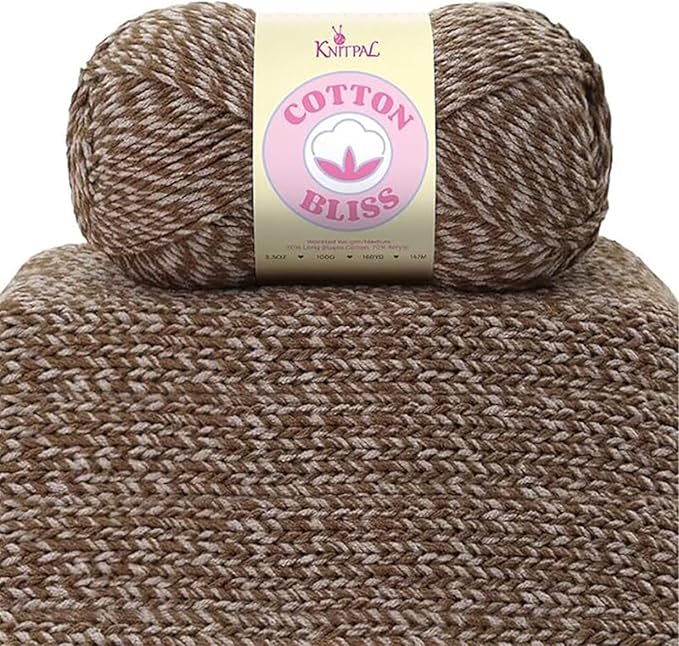 Cotton Bliss Soft Cotton Blend Yarn for Crocheting, 4-Pack (640Yds / 400G), Free Patterns, Beginners Friendly - #4 Medium Worsted Weight Yarn for Baby Blanket - Dark Truffle