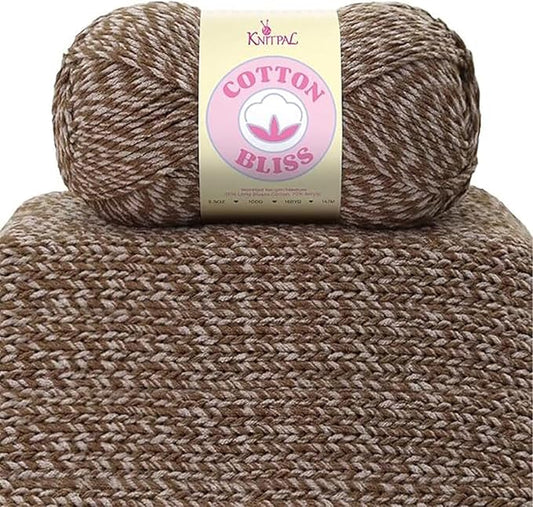 Cotton Bliss Soft Cotton Blend Yarn for Crocheting, 4-Pack (640Yds / 400G), Free Patterns, Beginners Friendly - #4 Medium Worsted Weight Yarn for Baby Blanket - Dark Truffle