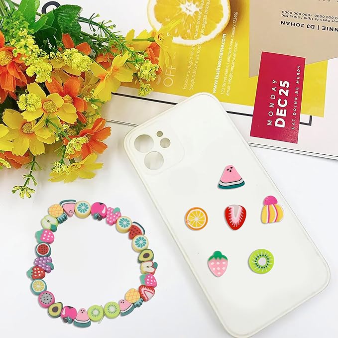 180 Pcs Colorful Fruit Polymer Clay Beads for DIY Bracelet, Necklace, Earring Making