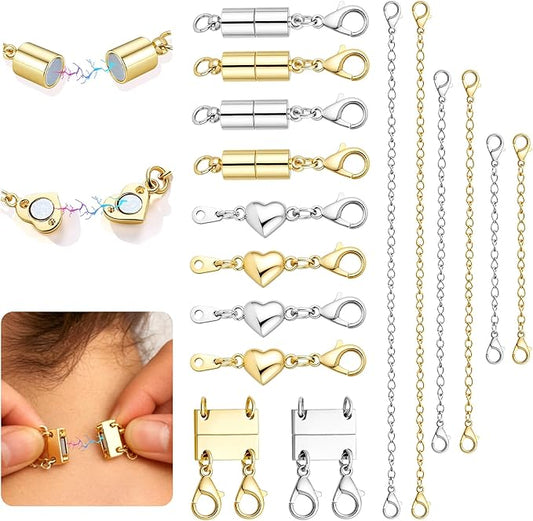 KRFY Extra Strong Magnetic Necklace Clasps and Closures, Necklaces Separator for Layering Stacks, Necklace Chain Extenders for Women, Magnet Detangler Clasp Jewelry Bracelet 16Pcs Mixed Color