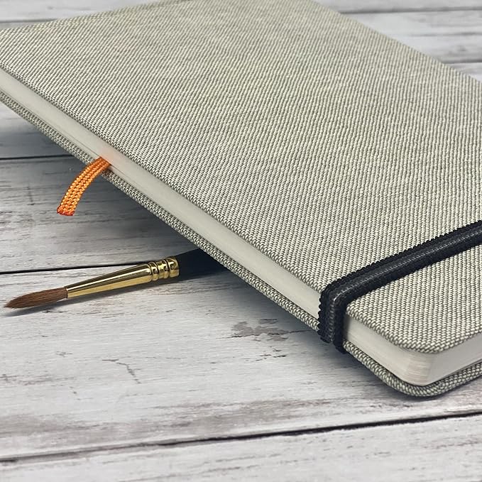 Handbook Watercolor Journal, 8.25 x 8.25 Square, 200 GSM Cold Press Paper, Natural Linen Cover, 60 Pages Art Sketchbook