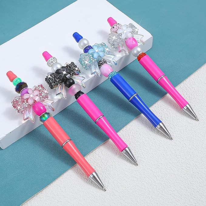 Rhinestone Bows Beads for Pens, Keychain Making Kit, 6PCS 38×32 mm Large Crystal Rhinestone Bead Bulk DIY Suppliers, Focal Beads for Pens, Candy Sparkle Bling Ball Bead Bulk
