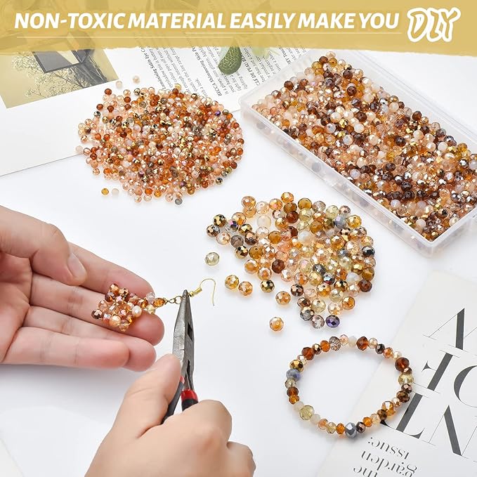 Faceted Rondelle Glass Beads for Jewelry Making AB Color 1000pcs Crystal Spacer Beads,Assorted Jewelry Beads for Bracelets Necklaces Accessories